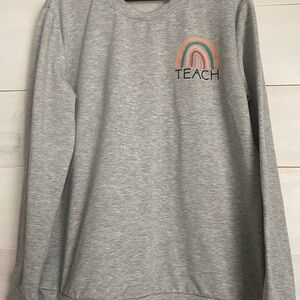 "Teach" Boho Rainbow Graphic Sweatshirt Woman’s Large